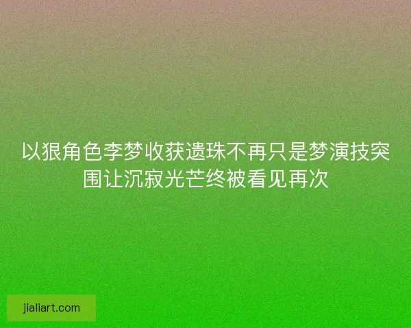 以狠角色李梦收获遗珠不再只是梦演技突围让沉寂光芒终被看见再次